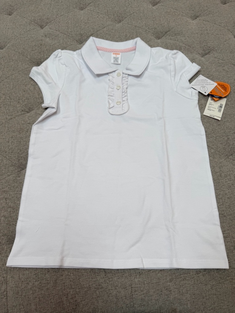 NWT GYMBOREE UNIFORM POLO Girls White Polo Top with Ruffle Placket SHORT SLEEVE